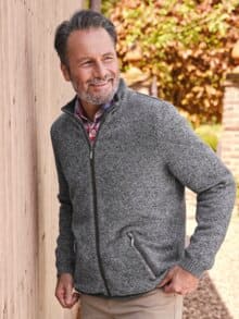 Strickfleecejacke Winterwarm Grau meliert