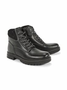 RV-Schnür Bootie Lammfell Schwarz