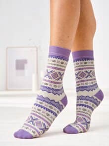 Thermo-Vollfrottee-Socken 2 Paar flieder,beige