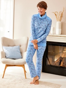 Damen Frottee Pyjama langarm Schlafanzug mit Mode & Accessoires Kleidung Nachtwäsche & Homewear Schlafanzüge 