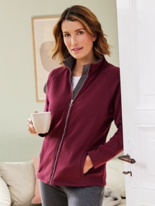 Reißverschlussjacke Kuschelweich Bordeaux