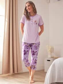 Baumwoll-Schlafanzug 2er-Pack Flieder