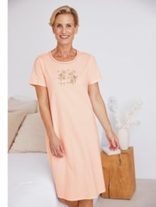 Baumwoll-Nachtkleid Pastellblüte Apricot