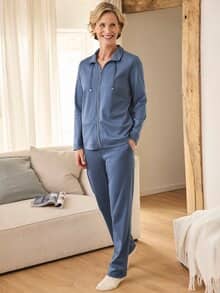 Homewear Anzug Jaquardmuster Eisblau