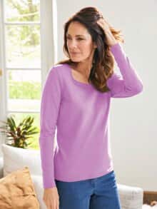 Langarm-Shirt Baumwolle Flieder