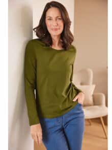 Langarm-Shirt Baumwolle Avocado