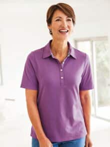 Baumwoll-Poloshirt Liberty Kragen Violett