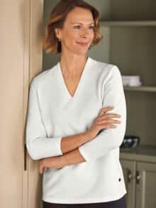 Ottoman-Kelchkragen-Shirt Offwhite