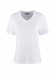 V-Ausschnitt Shirt Schmuckdetails Weiß