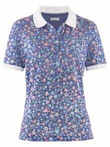 Poloshirt Bio-Baumwolle Blau geblümt