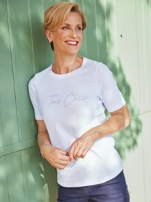 Glitzershirt Urlaubsgrüße Weiß