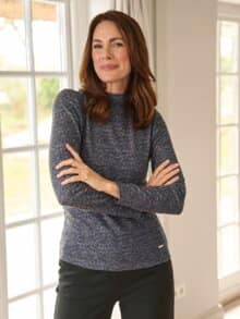 Kuschel-Shirt Stehkragen Leopard