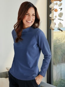 Stehkragen-Shirt Pfirsichweich Marine