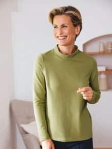 Stehkragen-Shirt Pfirsichweich Pistazie