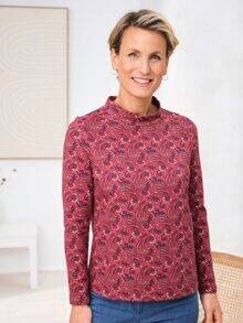 Stehkragen-Shirt Pfirsichweich Beere gemustert