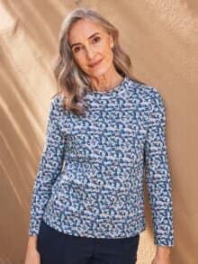 Stehkragen-Shirt Pfirsichweich Mint bedruck