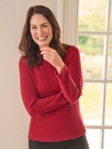 Kuschel-Shirt Stehkragen Rubinrot