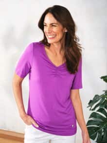 Viskose-Shirt Raffung Lila