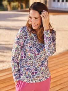 Baumwoll-Shirt Paisley Beere