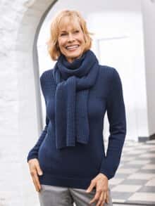 Pullover mit Schal Wohlfühlstrick Marine