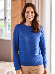 Pullover Strukturstrick Royalblau