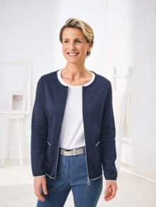 Strickjacke Farbkontrast Marine