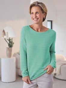 Pullover Struktur-Ringel Mint