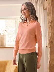 Pullover Polokragen Lachs