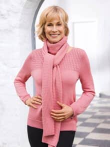 Pullover mit Schal Wohlfühlstrick Rosenholz