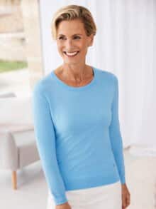 Rundhals-Pullover Supersoft Aqua