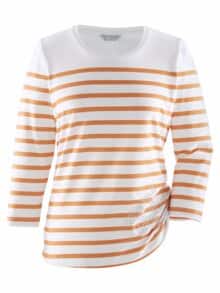 Rundhals-Shirt Streifenmuster Senfgelb gestr.