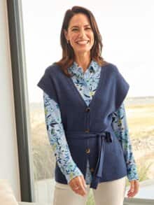 Strick-Weste Kaschmirweich Blau