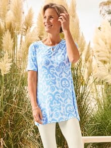 Longshirt Viskose-Jersey Blau