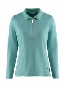 Baumwoll-Ripp-Polo mit Zipper Gletschergrün