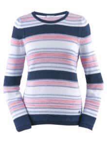 Baumwoll-Pullover Ajour Blau gestreift