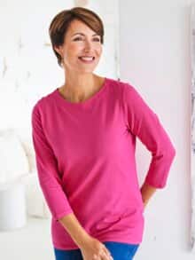 Baumwoll-Shirt 3/4 Arm Himbeere