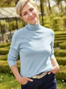 Rollkragen-Pullover Supersoft Hellblau