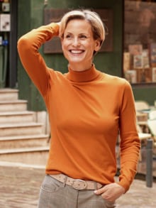 Rollkragen-Pullover Supersoft Orange