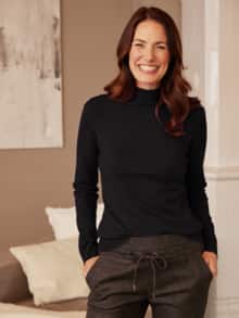 Rollkragen-Pullover Supersoft Schwarz