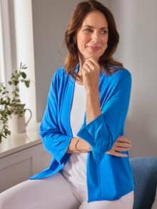 Rabe offener Cardigan mit 3/4 Arm Royalblau