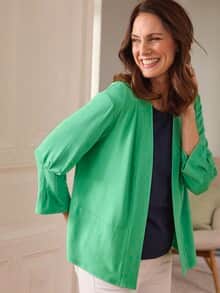 Rabe offener Cardigan mit 3/4 Arm Pistazie