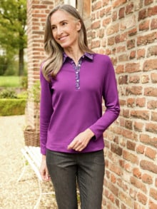 Baumwoll-Poloshirt Everyday Beere Unifarben