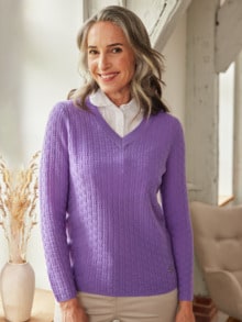 Woll-Pullover Struktur Lila