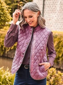 Rauten-Steppweste Wollwärme Mauve