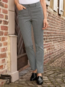 Jacquard-Stretch-Hose Schwarz/Weiß