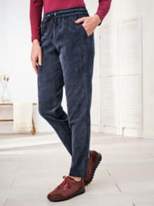 Schlupfbundhose Feincord Marine