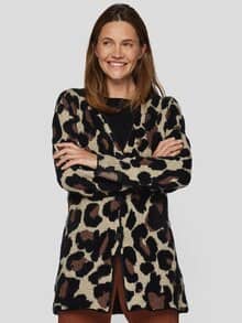 Rabe Strickjacke Leopardenmuster Braun