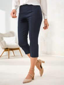 Edel-Stretch-Capri Hose Comfort Fit Marine-Weiß