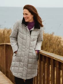 Steppmantel Kuschelkragen Stein