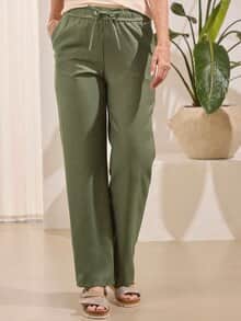 Schlupfbundhose Reise-Leinen Khaki